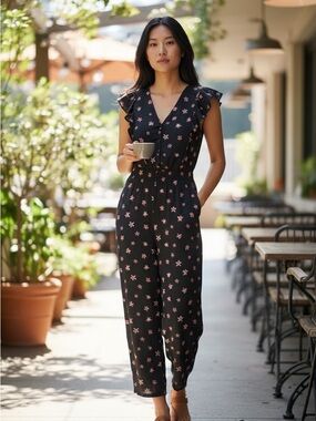 Rebecca Taylor Silk Floral Print Jumpsuit